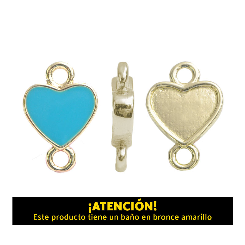 Dije corazon 2 argolla 17mm x 11mm azul x par