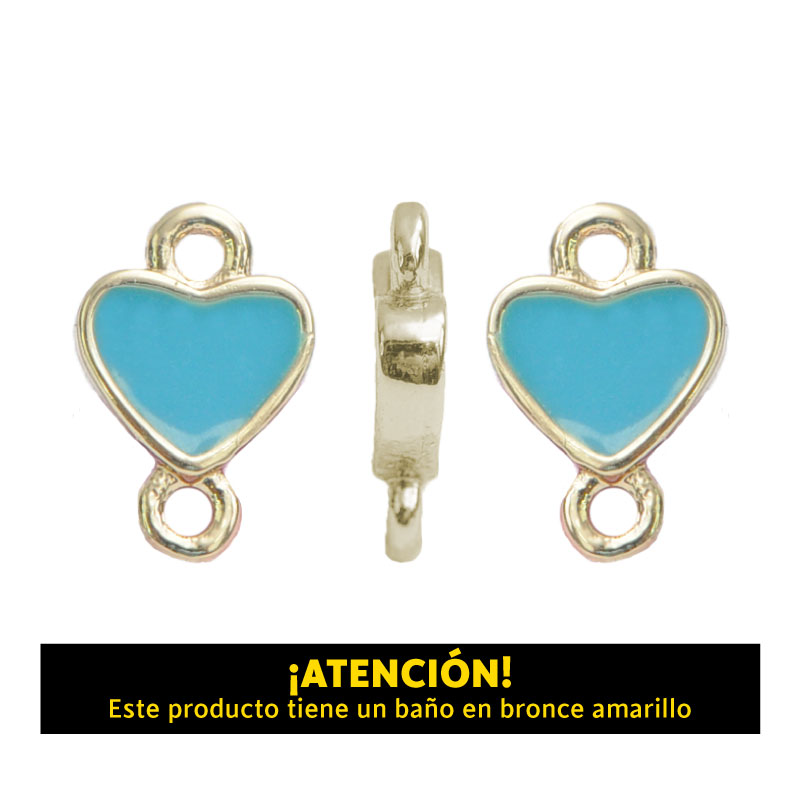 Dije corazon 2 argolla 10mm x 6mm azul x 4 unds