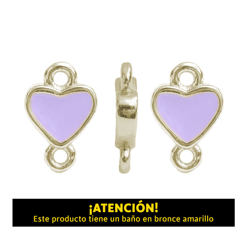 Dije corazon 2 argolla 10mm x 6mm purpura x 4 unds