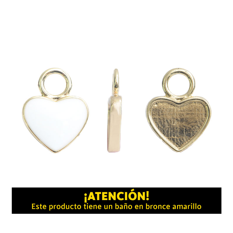 Dije corazon argolla 15 x 12mm B/A blanco x par