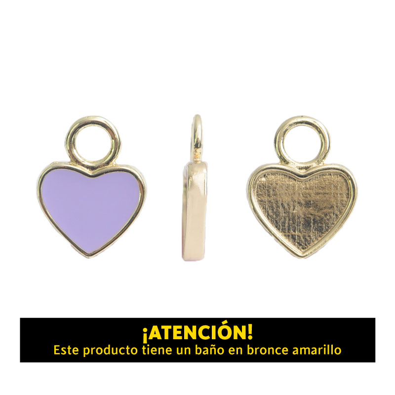 Dije corazon argolla 15 x 12mm B/A purpura x par