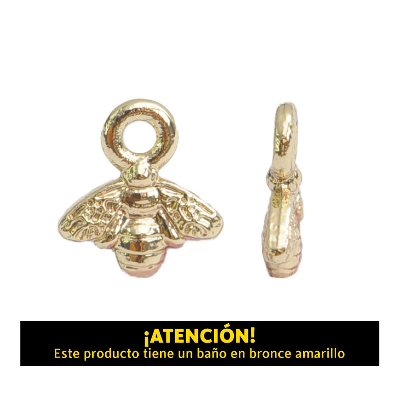 Dije abeja 8.2mm x 9mm bronce amarillo x 4 unds