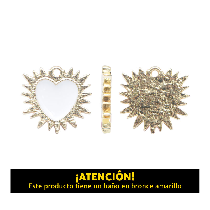 Dije corazon shine 20mm blanco x par