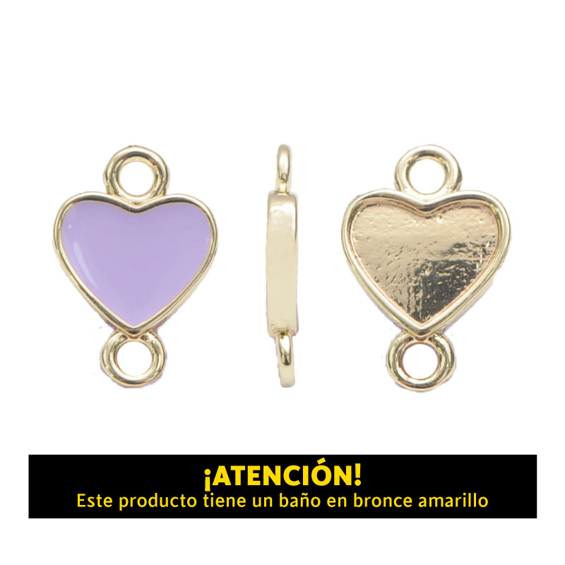 Dije corazon 2 argolla 17mm x 11mm purpura x par