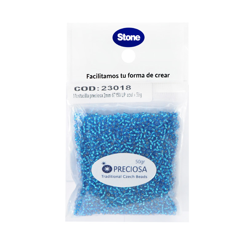 Mostacilla checa preciosa 2mm 67150 LP azul x 50g