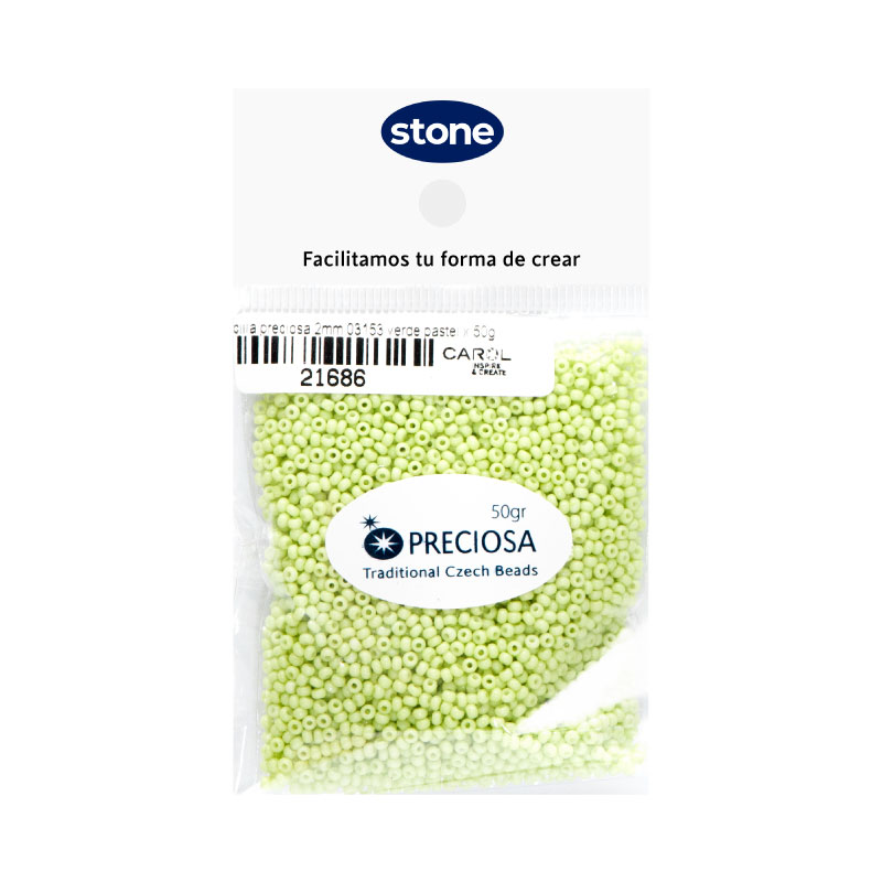 Mostacilla checa preciosa 2mm 03153 verde pastel x 50g