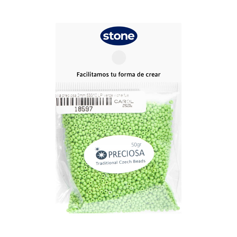 Mostacilla checa preciosa 2mm 53310 LP verde viche fuerte AB x 50g