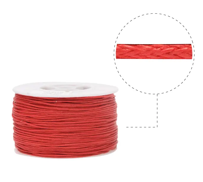 Cordon encerado 1mm 162 rojo rollo x 100m