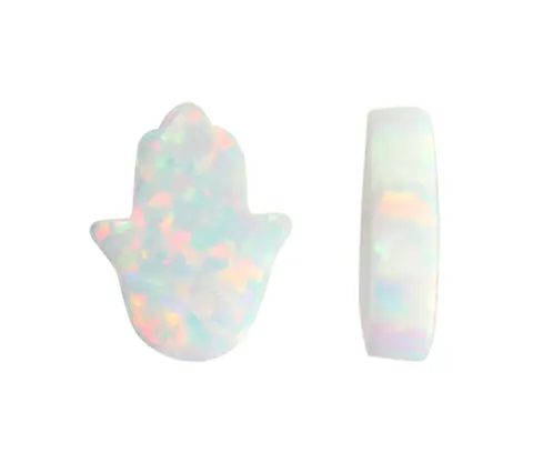 Mano hamsa opal 11x13mm blanco 17 x und