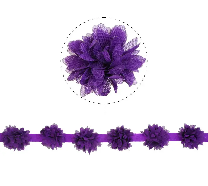 Flor organza 4-4.5cm N.95 morado x 1yd (17pcs x yd)