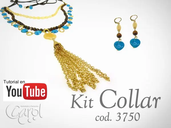 Kit collar ojo de tigre y turqueza x und