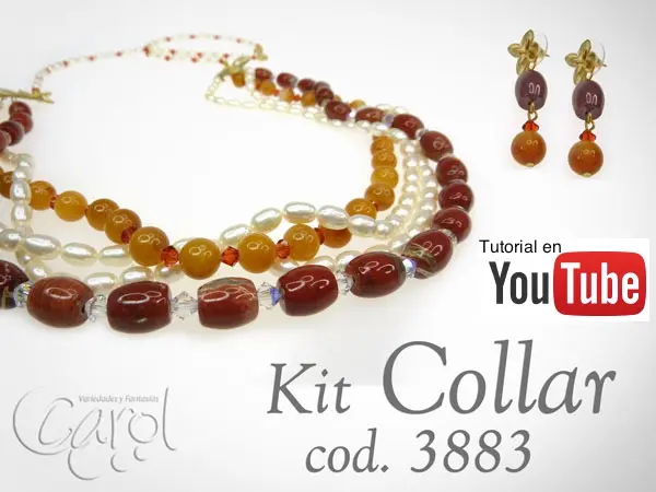 Kit collar red jasper y perlas x und