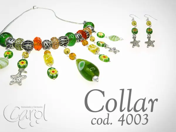 Collar pandoras y murrina verde x und