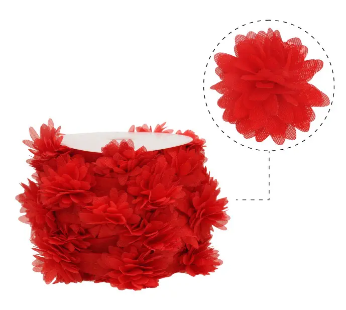 Flor organza 4-4.5cm N.1 rojo x 10yd (17pcs x yd)