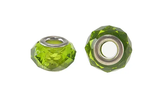 Pandora 9x14mm facetada olivine 6 x und