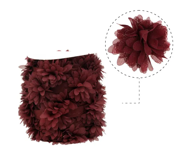 Flor organza 4-4.5cm N.77 marsala x 10yd (17pcs x yd)