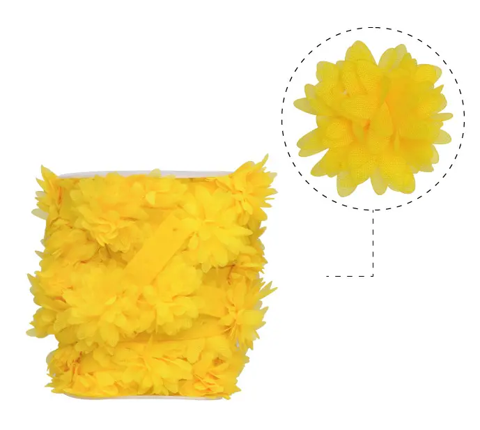 Flor organza 4-4.5cm N.111 amarillo x 10yd (17pcs x yd)