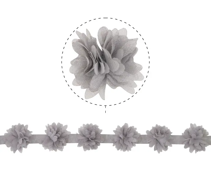 Flor organza 4-4.5cm N.151 gris x 1yd (17pcs x yd)