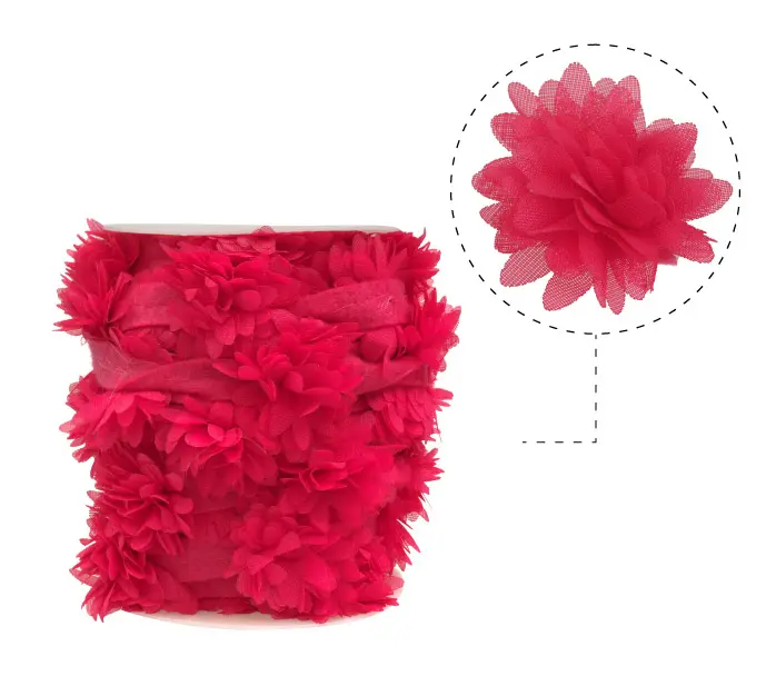 Flor organza 4-4.5cm N.2 fucshia x 10yd (17pcs x yd)