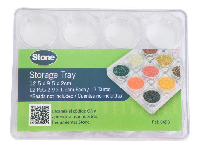 Storage tray 12.5x9.5x2cm with 12 pots 2.9x1.5cm x set