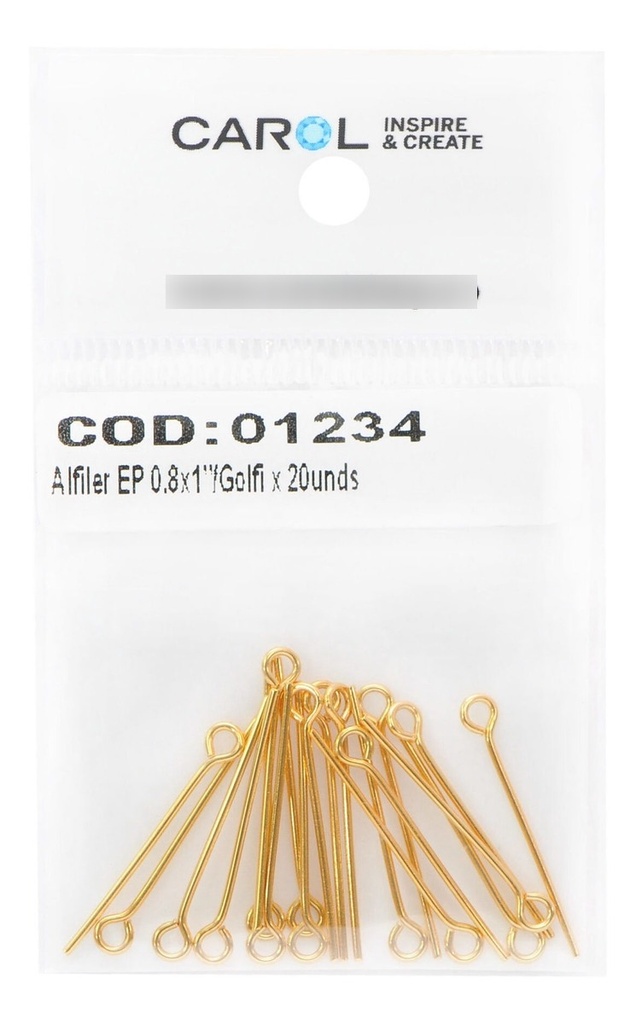 Alfiler eye pin 0.8mm x 2.5cm/Golfi x 20unds