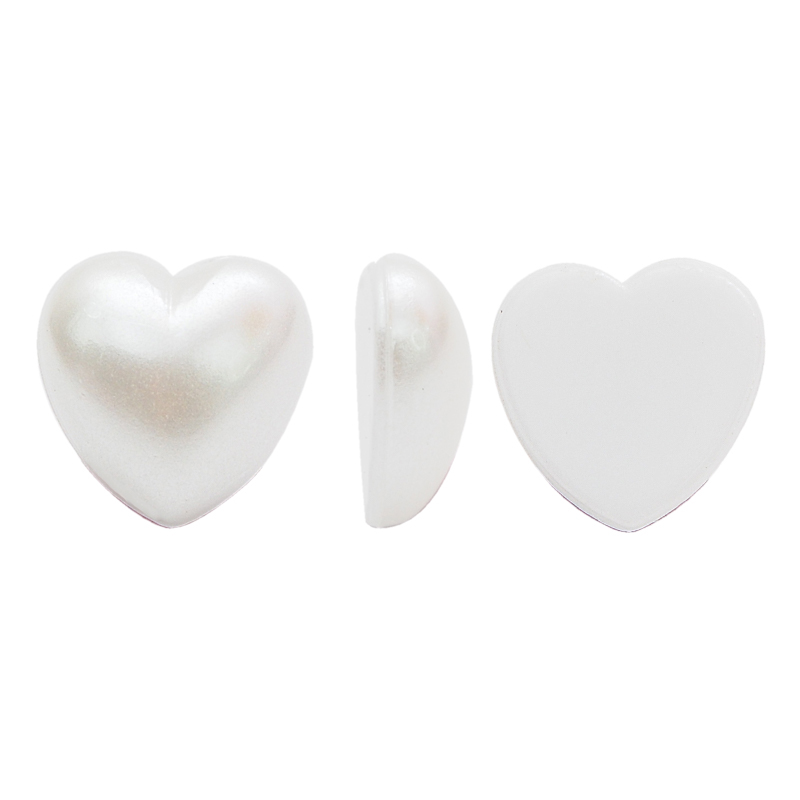 Acrilico K1057 corazon plano 10mm white pearl J1 X unidad