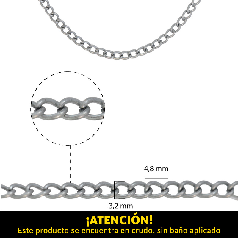 White iron chain 7400580/180SB/3.2x4.8mm/R x metro