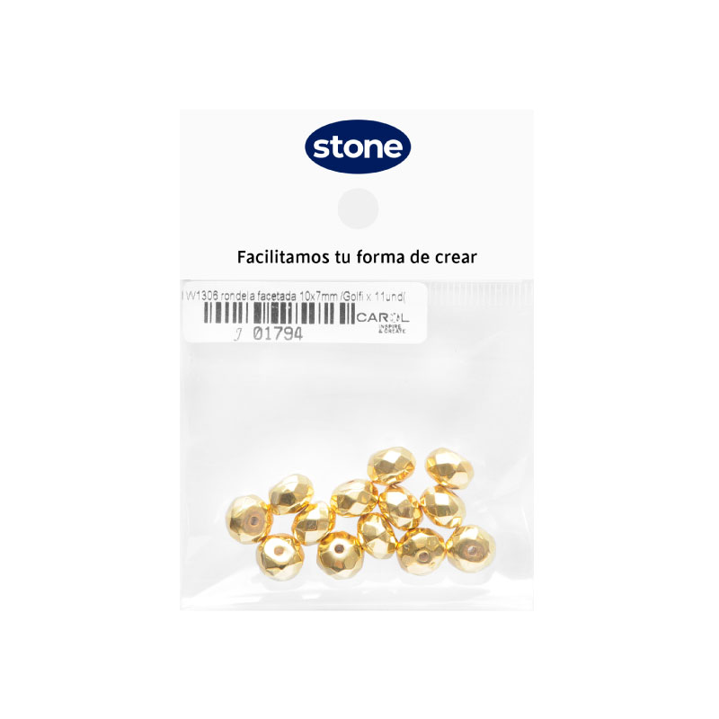 Plastimetal W1306 rondela facetada 10x7mm /Golfi x 11und(aprox 5gr)