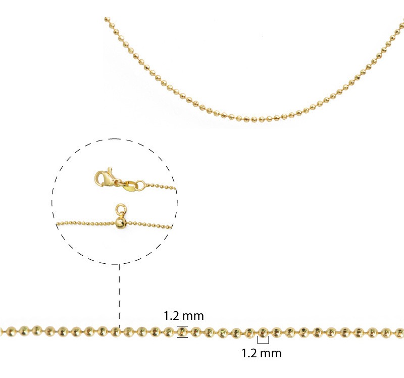 Cadena rodio bolitas 1.2B-1.27 45cm x und