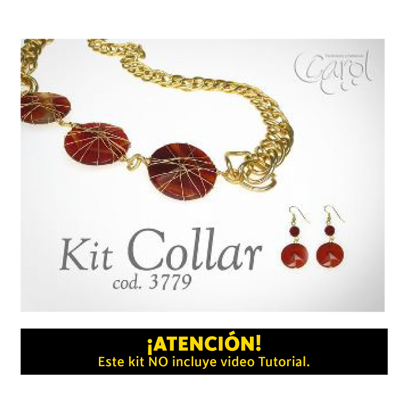 Kit collar cadena y agata roja x und