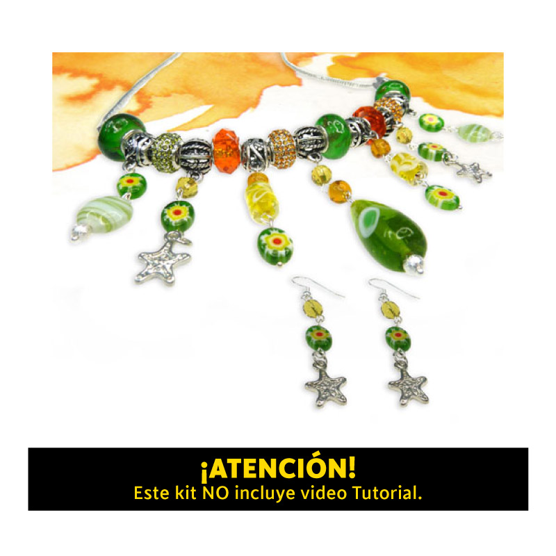 Kit collar pandoras y murrina verde x und