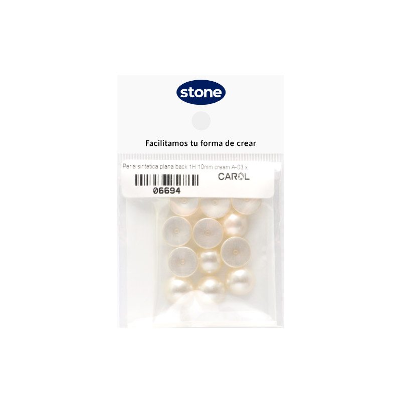 Perla sintetica plana back 1H 10mm cream A-03 x 12unds