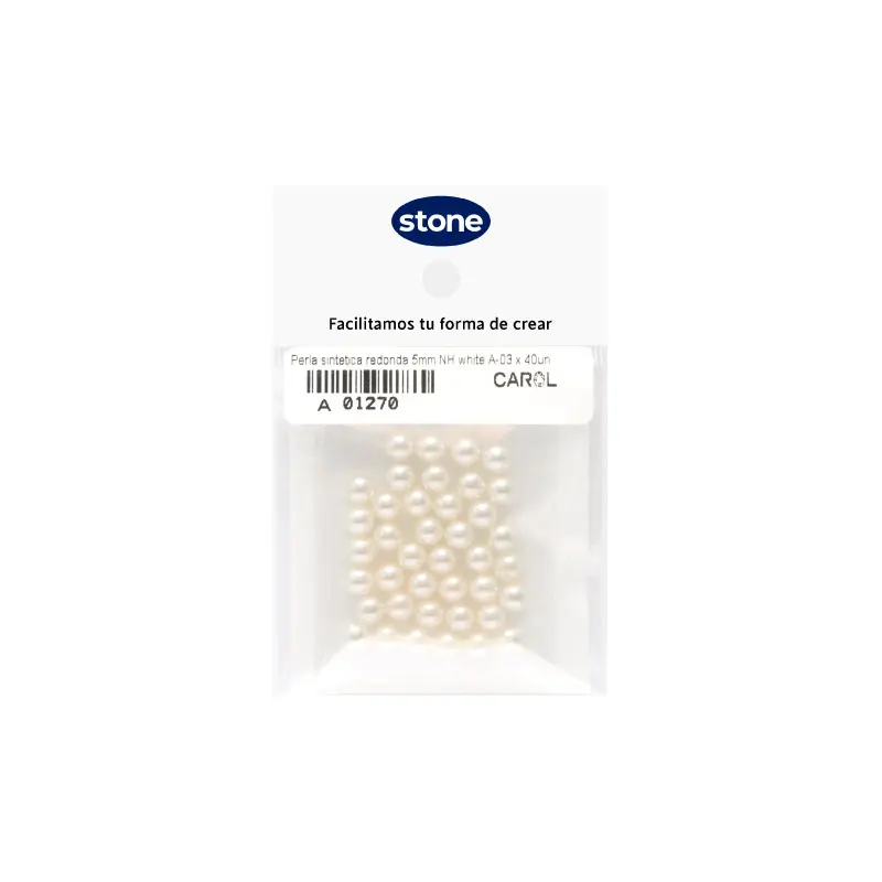 Perla sintetica redonda NH 5mm white A-03 x 40unds