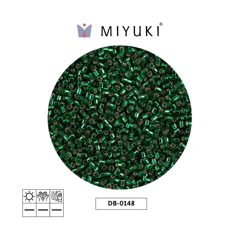 Miyuki delica 11/0 DB0148 silver lined green x 50g