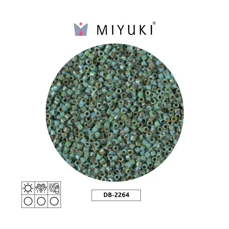 Miyuki delica 11/0 DB2264 op green picasso x 50g