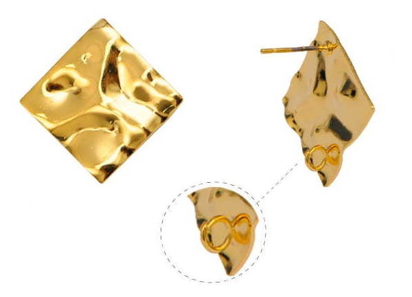 Aretes rombo martillado 25mm/Golfi x par