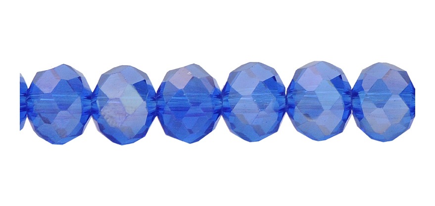 Murano rondela facetada 8mm sapphire 3AB x 67unds