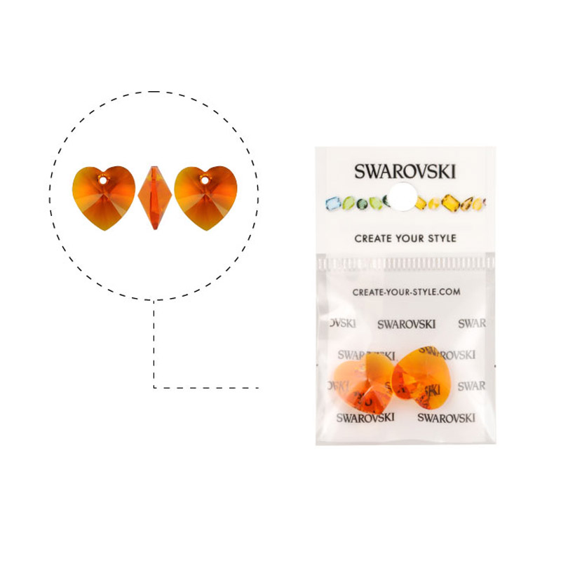 6228 swarovski corazon tangerine 14.4x14mm x 2unds