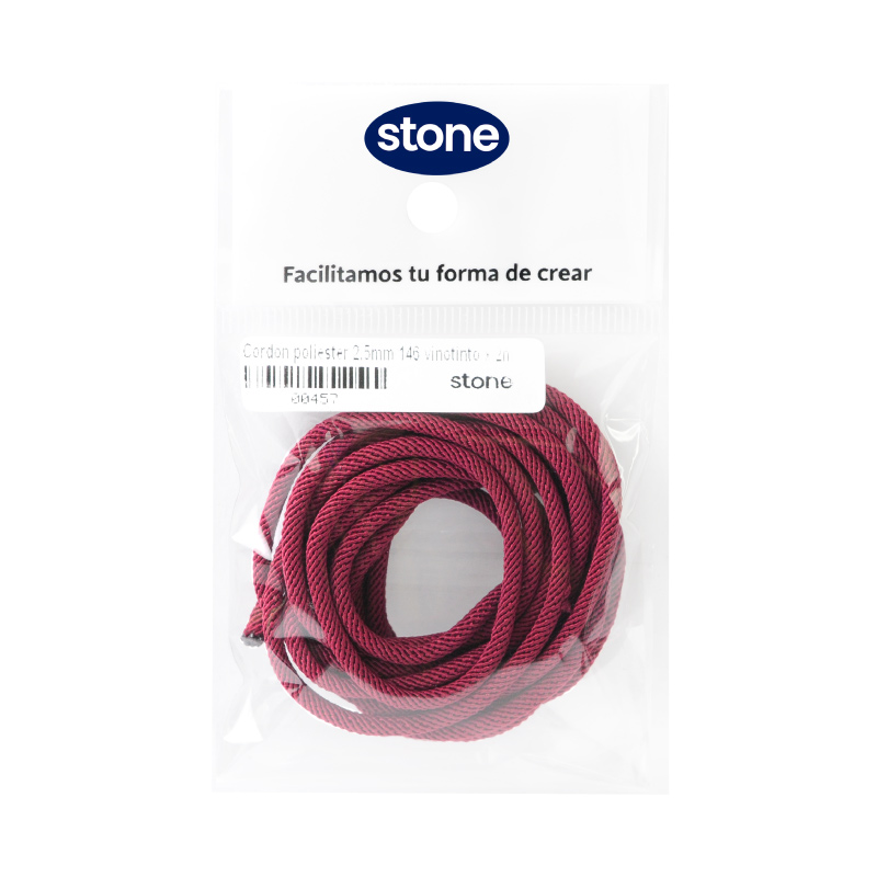 Cordon poliester 2.5mm 146 vinotinto x 2 Metros