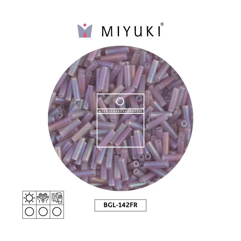 Miyuki bugle 6mm BGL0142FR matte transparent smoky amethyst AB x 25g