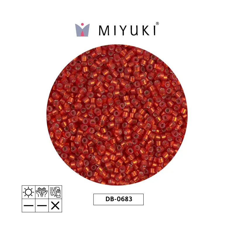 Miyuki delica 11/0 DB0683 frosted silver lined red orange x 50g