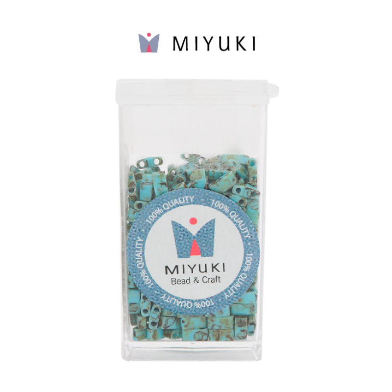 Miyuki half tila HTL4514 opaque turquoise blue picasso x 10g