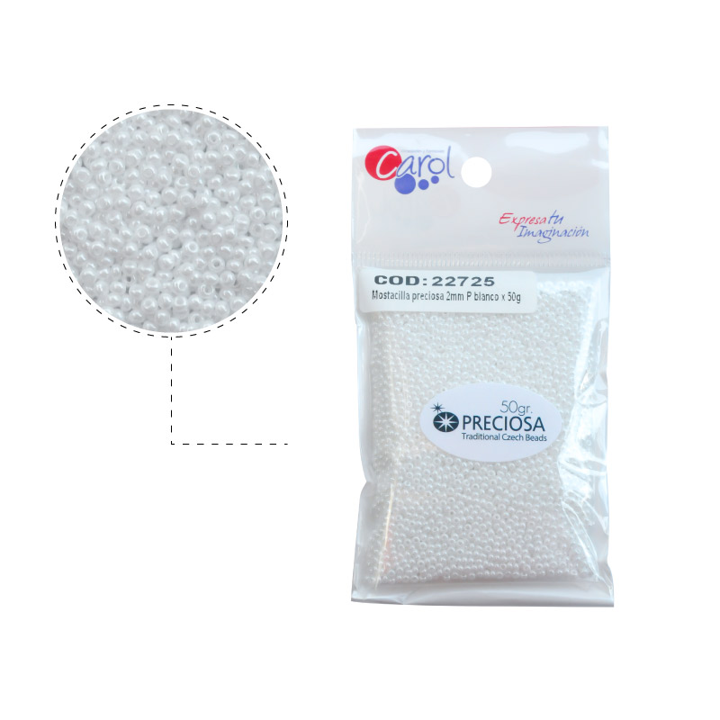 Mostacilla checa preciosa 2mm 46102 P blanco x 50g