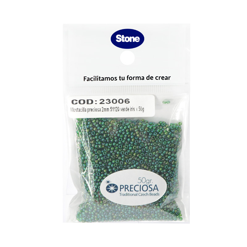 Mostacilla checa preciosa 2mm 51120 P verde iris x 50g