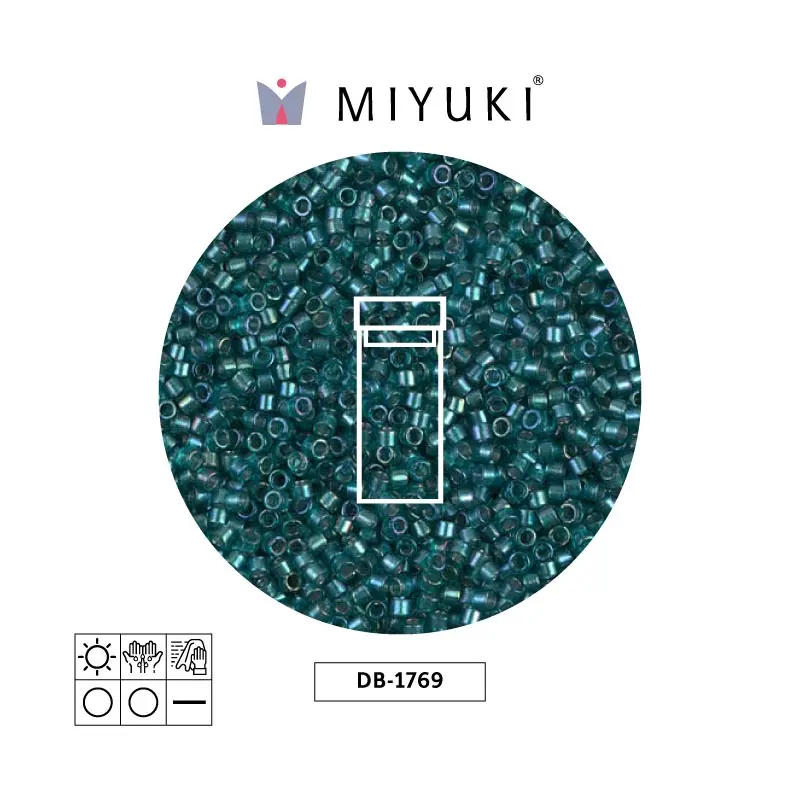 Miyuki delica 11/0 DB1769 sparkling aqua green lined crystal AB x 3g