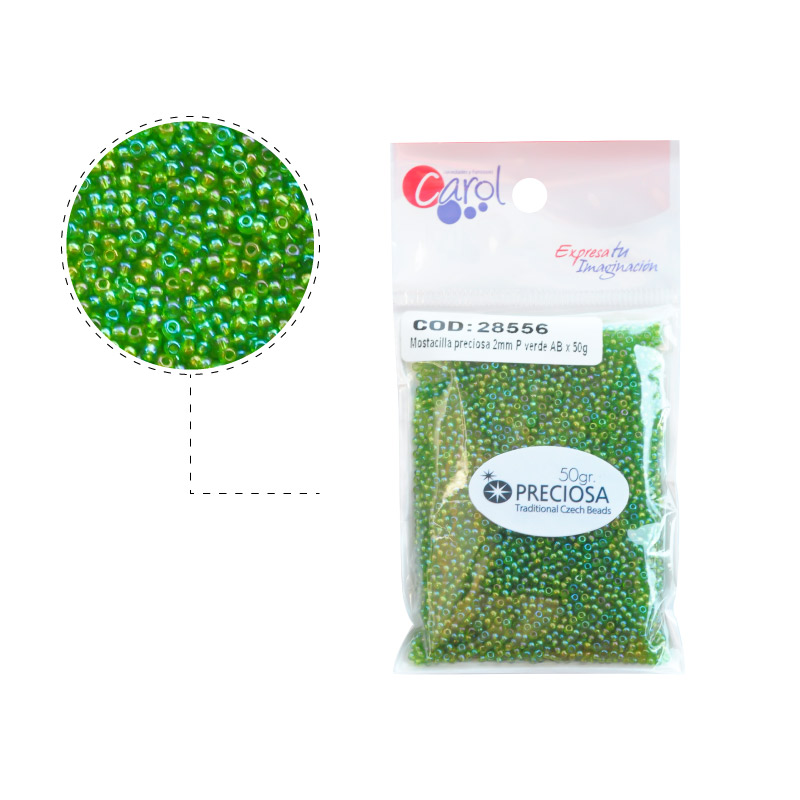 Mostacilla checa preciosa 2mm 51430 P verde AB x 50g