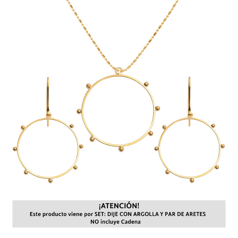 Marco Circulo Aretes y Dije 32mm/Golfi x Set