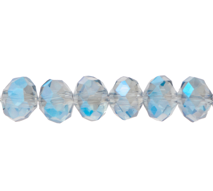 Murano rondela facetada 8mm crystal blue AB 314 x 70 unds