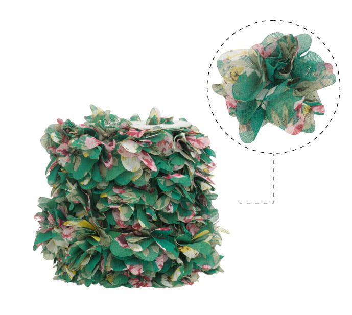 Flor organza 5cm verde x 10yd (26pcs x yd)