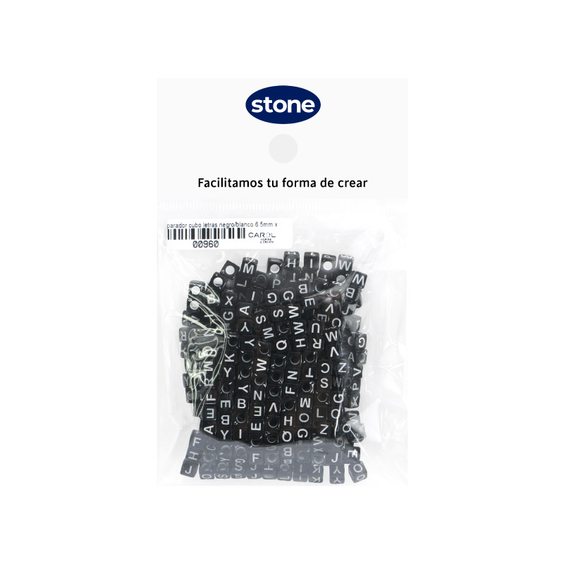 Acrilico separador cubo letras negro blanco 6.5mm x 50g